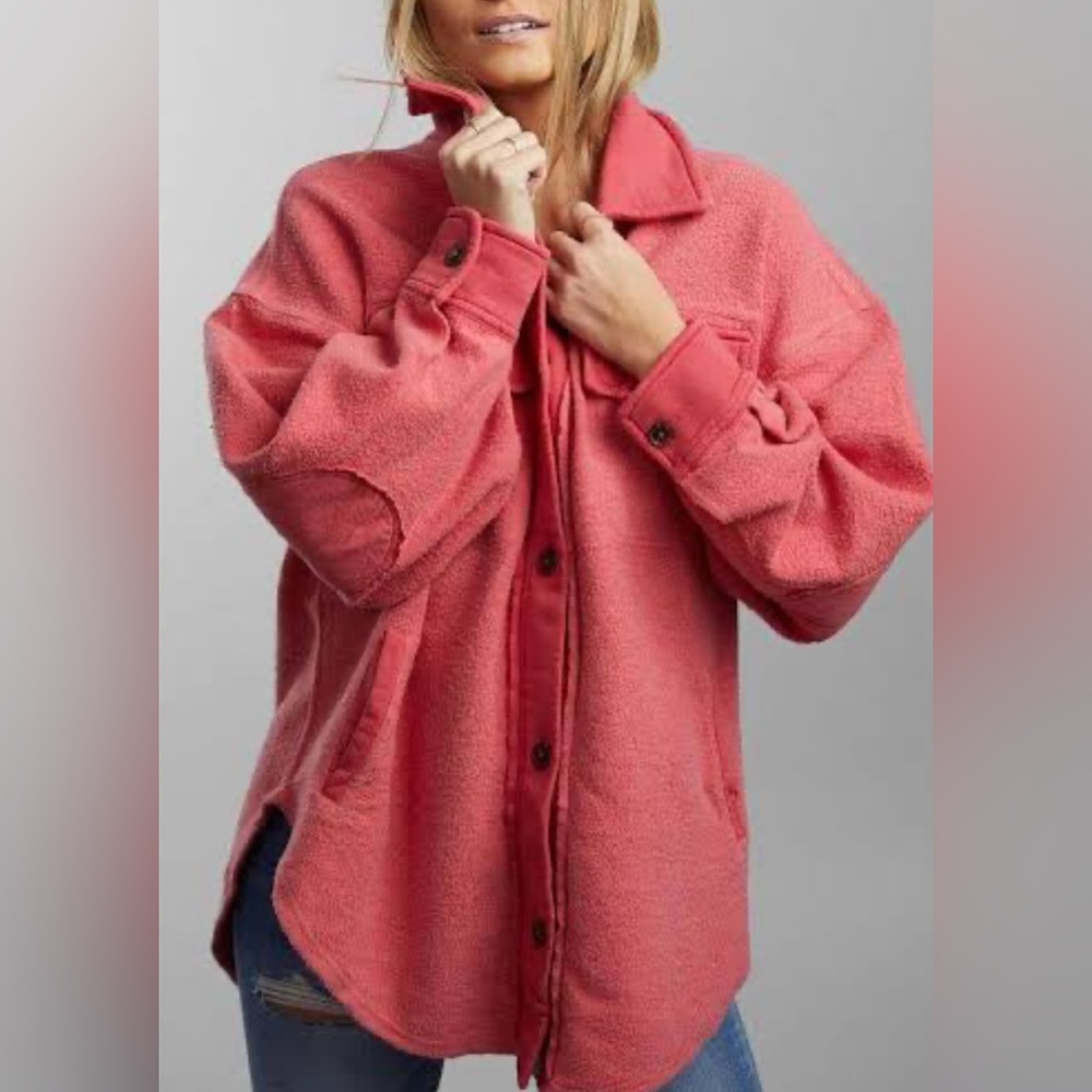 Free People Ruby Pink Shirt Jacket